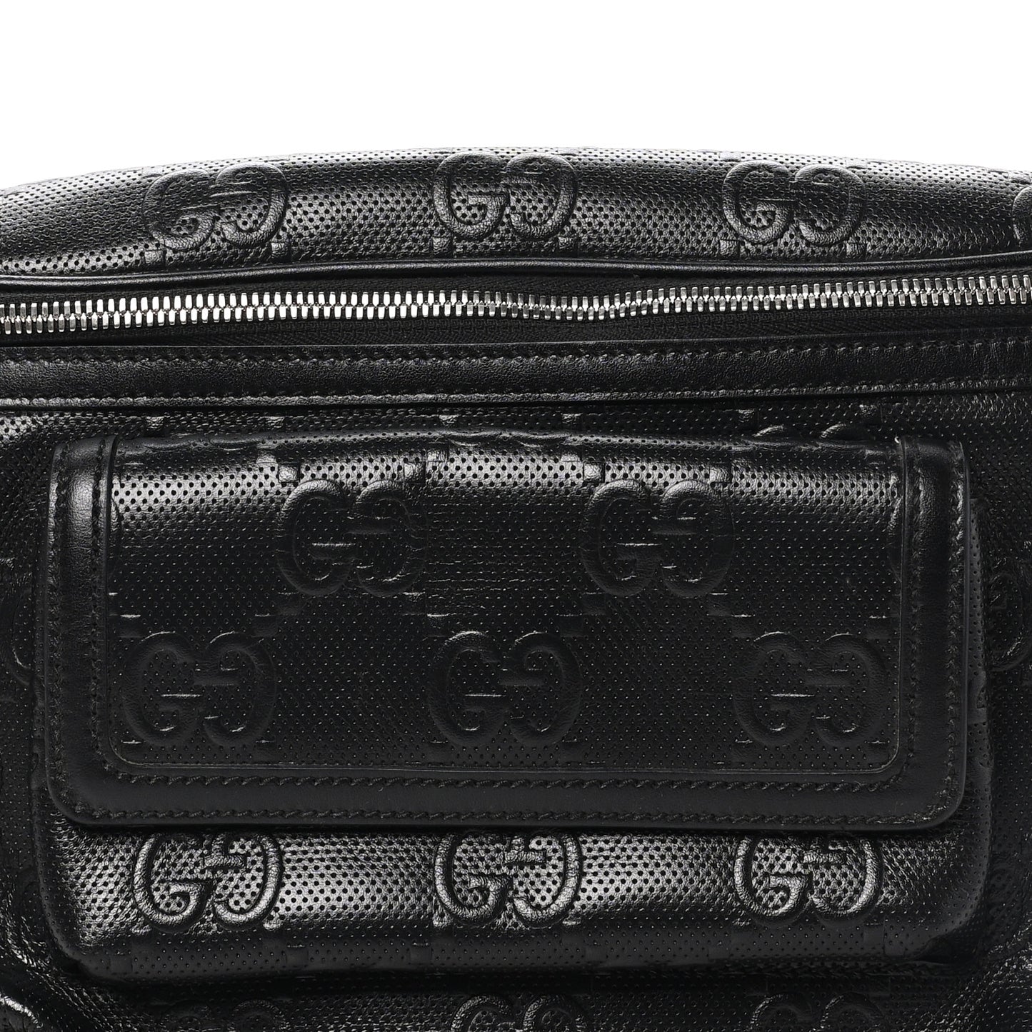 Calfskin GG Tennis Embossed Pocket Belt Bag Black