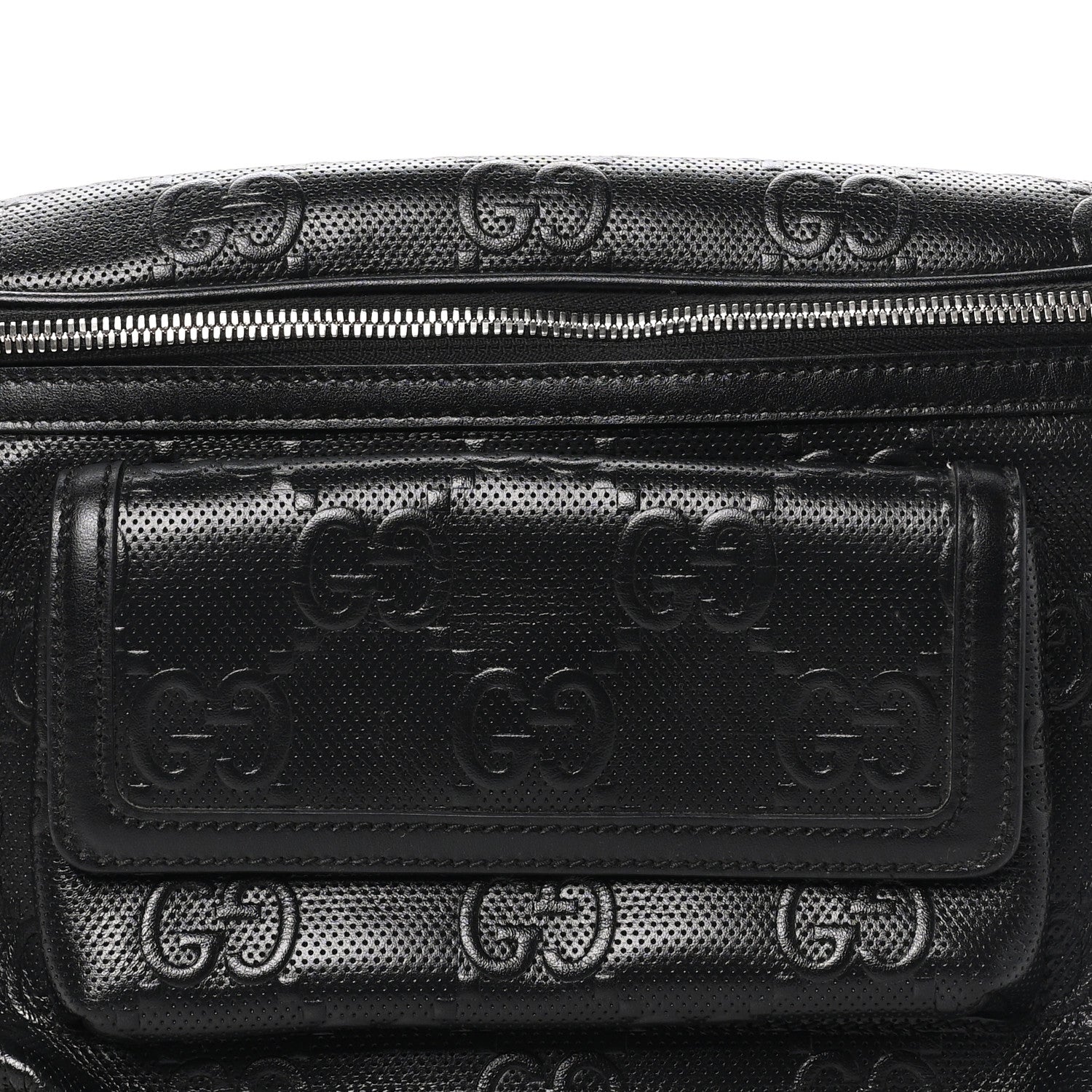 Gucci Calfskin GG Tennis Embossed Pocket Belt Bag Black 7 of 9