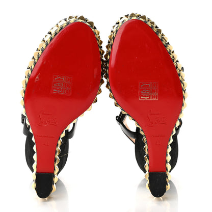 Christian Louboutin Calfskin Suede Cataclou 140 Wedge Sandals 41 Black 5 of 8