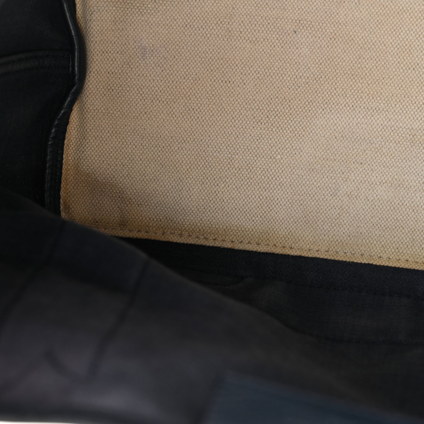 Cotton Canvas Satin Calfskin S Navy Cabas Natural Black