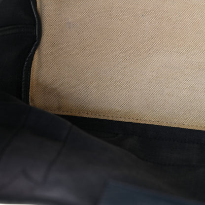 Balenciaga Cotton Canvas Satin Calfskin S Navy Cabas Natural Black 12 of 19