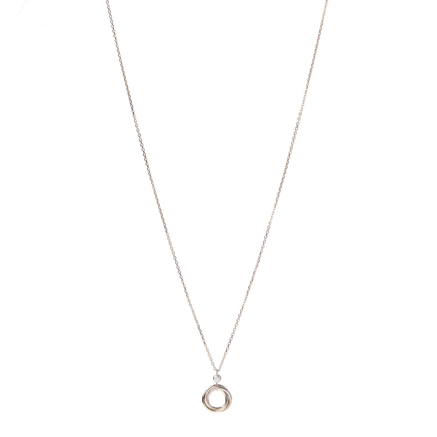 Cartier 18K Pink Yellow White Gold Diamond Trinity Pendant Necklace 1 of 5