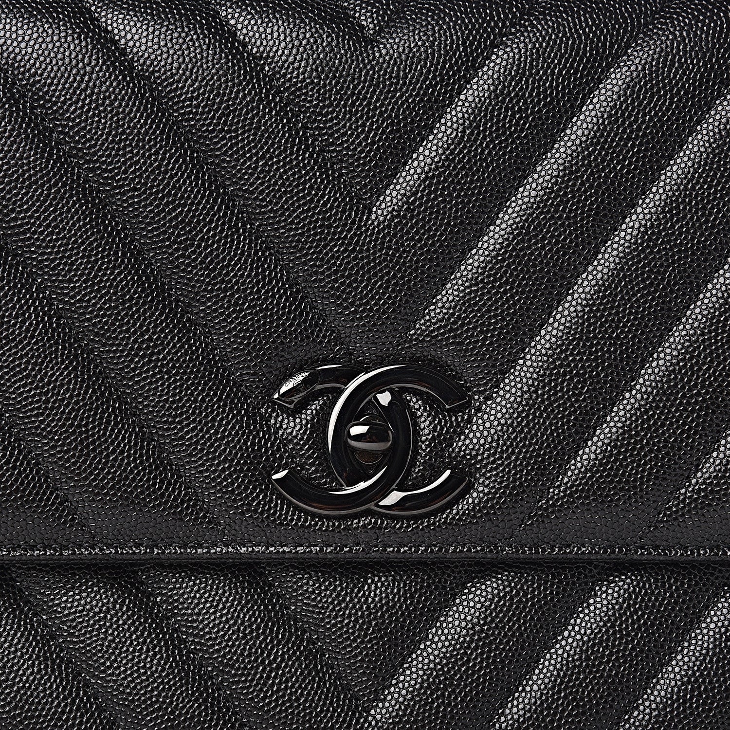 Chanel Caviar Chevron Quilted Small Coco Handle Flap So Black 11 of 11
