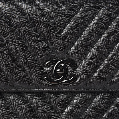 Chanel Caviar Chevron Quilted Small Coco Handle Flap So Black 11 of 11