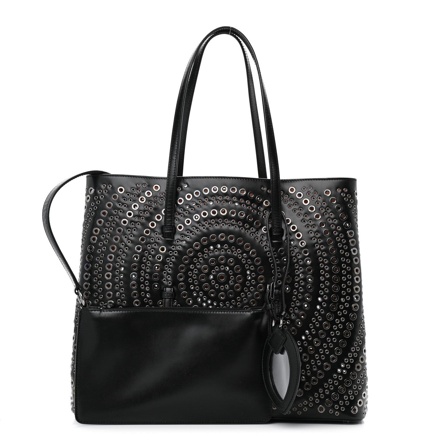 Alaia Calfskin Grommet Studded Large Mina Tote Black 2 of 10