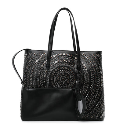 Alaia Calfskin Grommet Studded Large Mina Tote Black 2 of 10