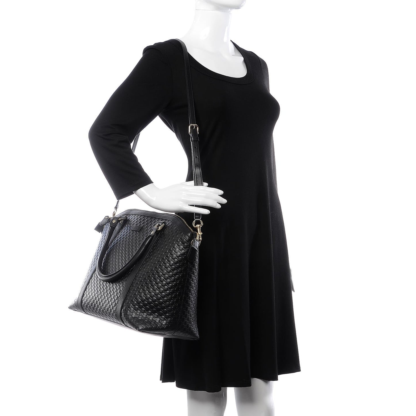 Soft Microguccissima Large Dome Satchel Black
