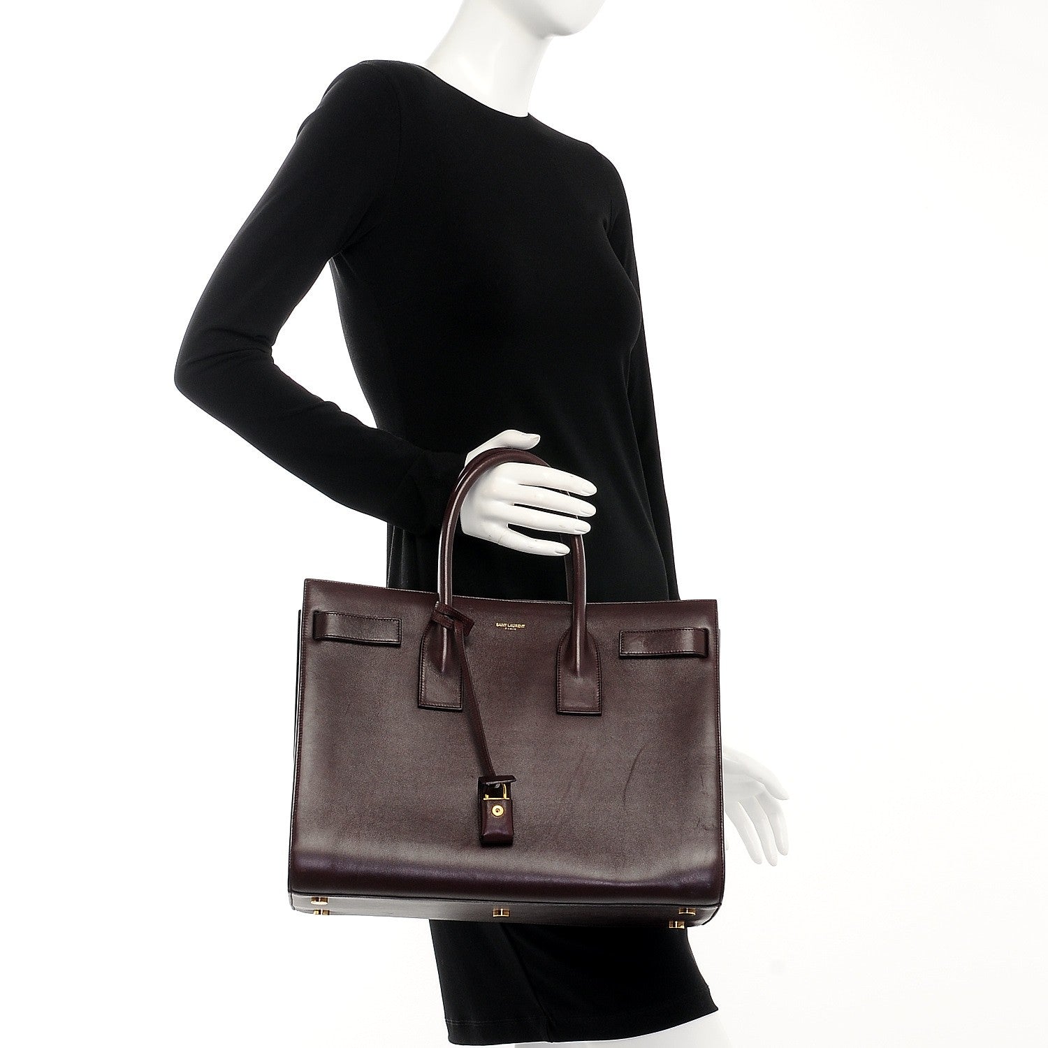 Saint Laurent Calfskin Large Sac De Jour Carryall Amarena 2 of 12