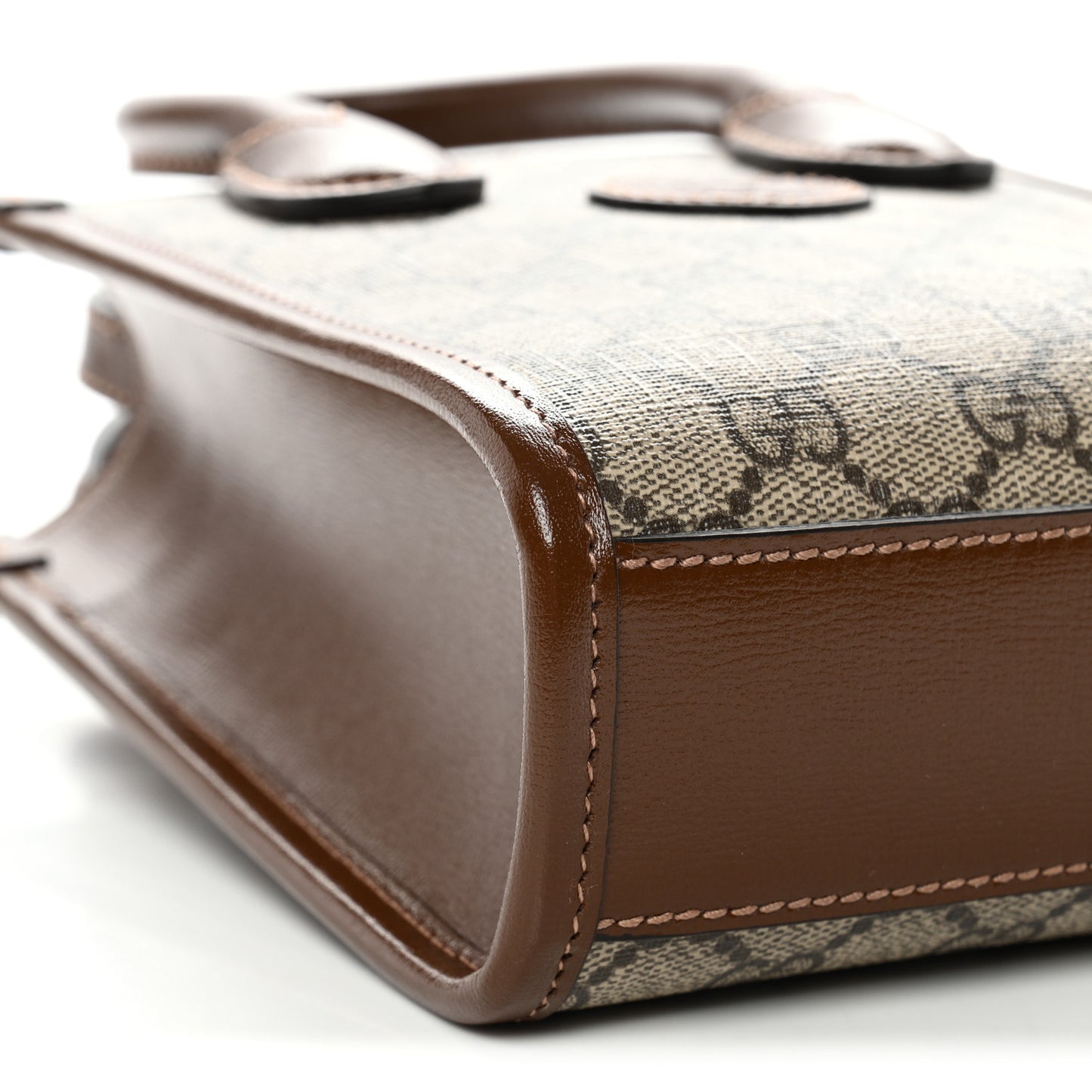 GG Supreme Monogram Azalea Calfskin Mini Retro Interlocking G Tote Bag Beige Ebony Brown Sugar