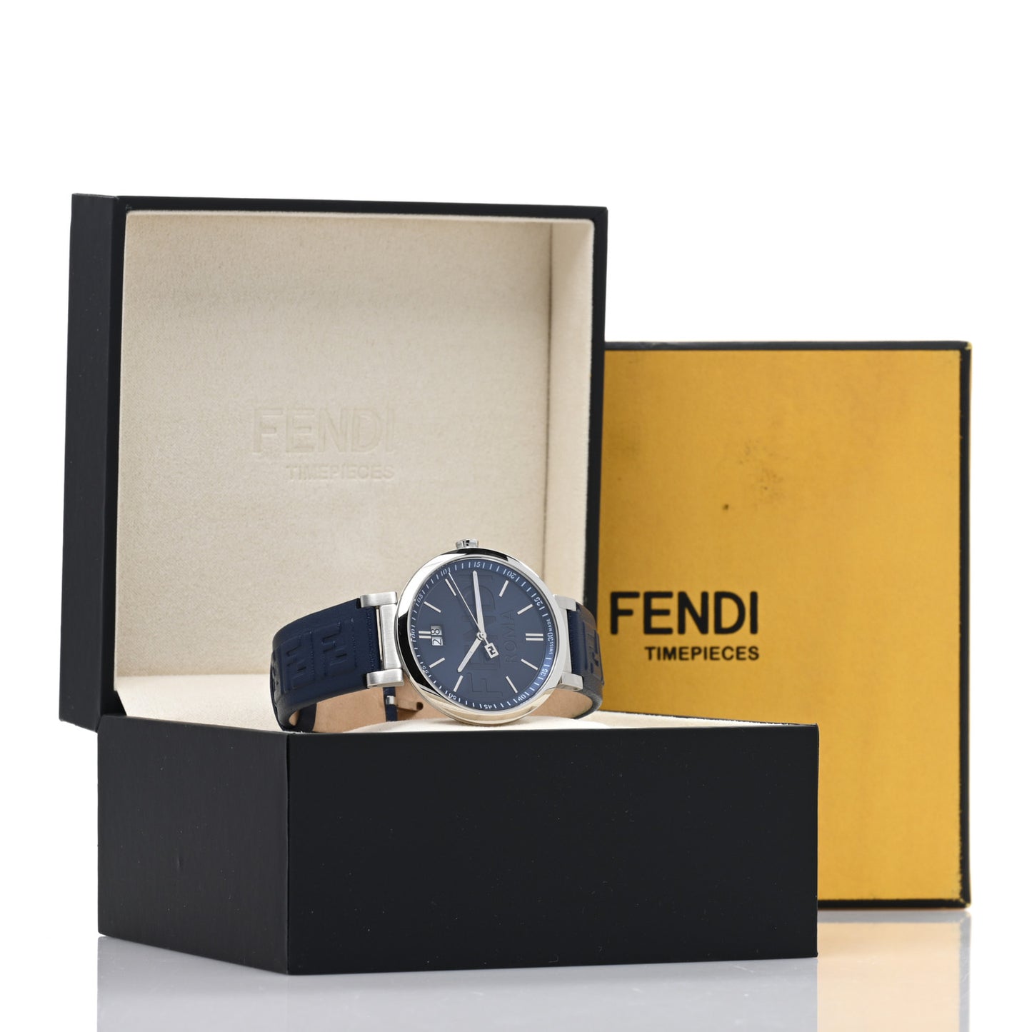 Stainless Steel Calfskin 39mm Forever Fendi Quartz Watch Blue