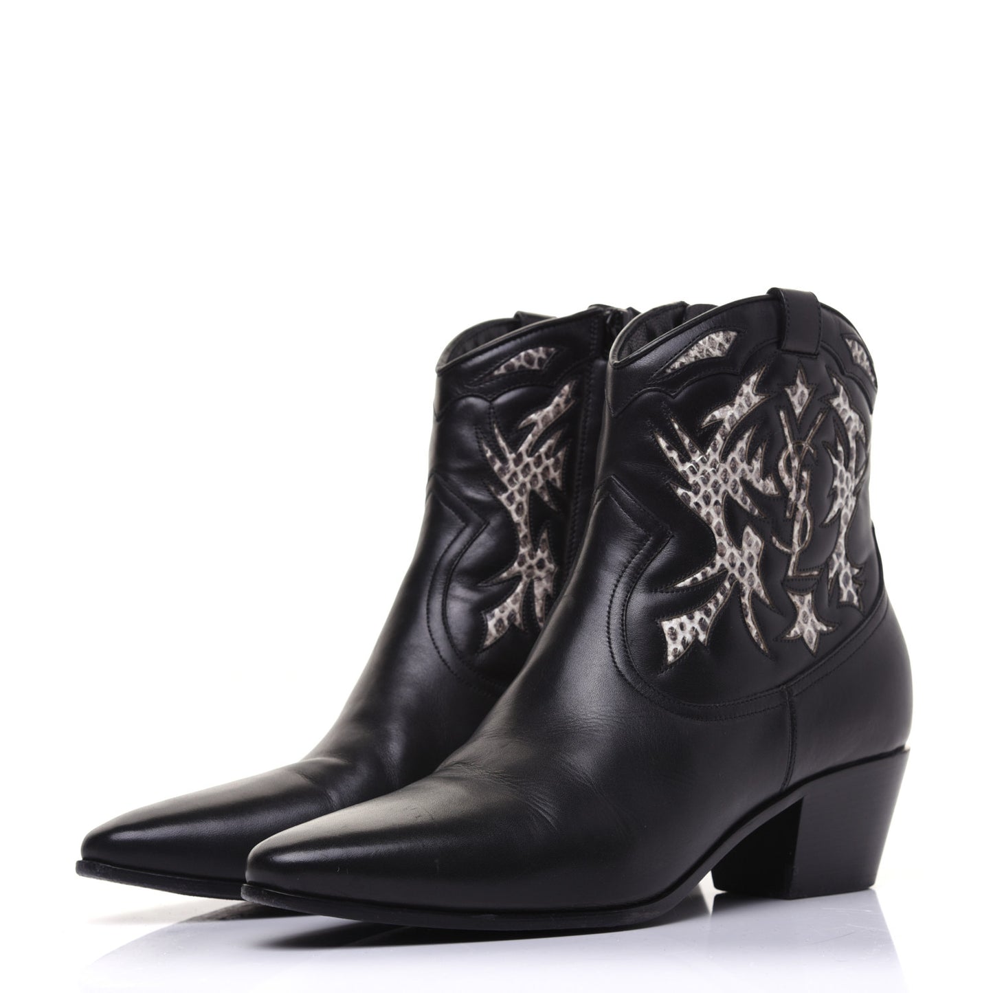 Calfskin Rock 40 Cowboy Ankle Boots 37 Black