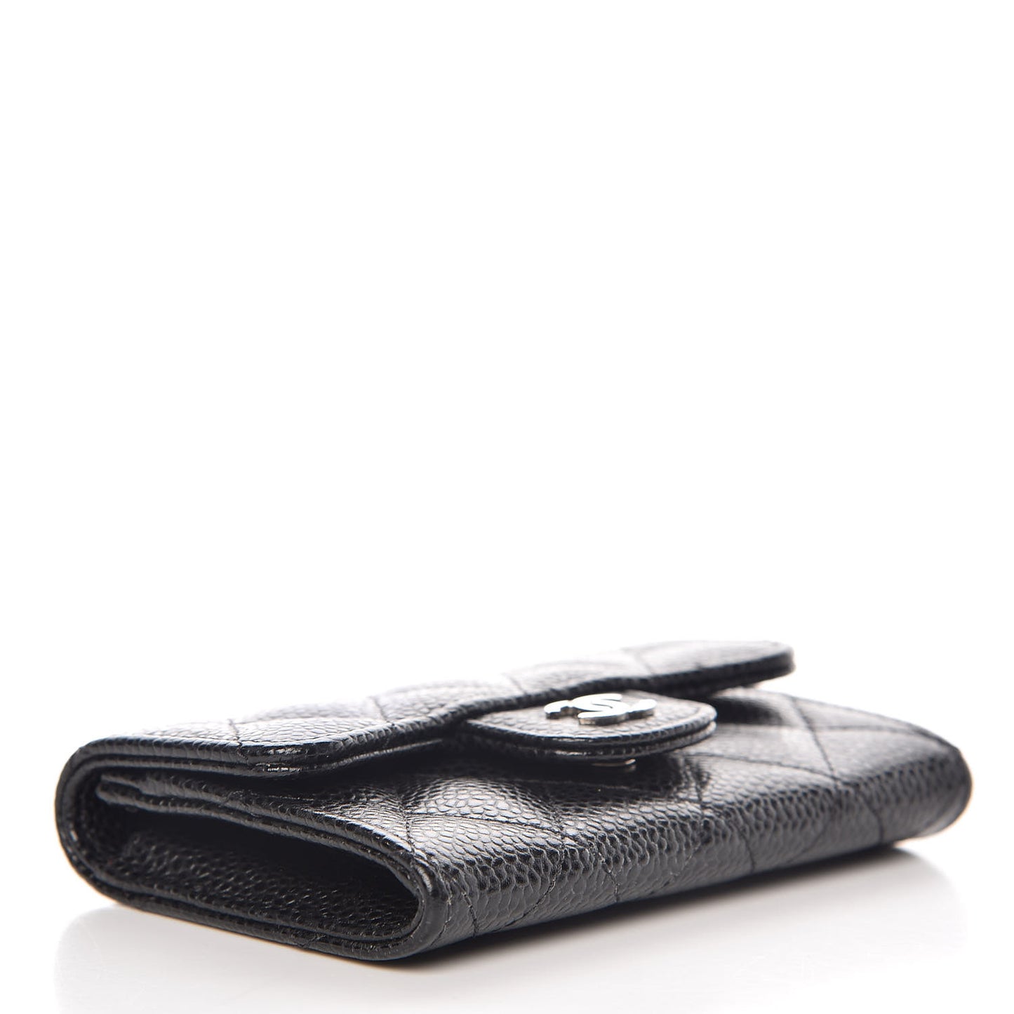 Caviar Quilted Flap Card Holder Black