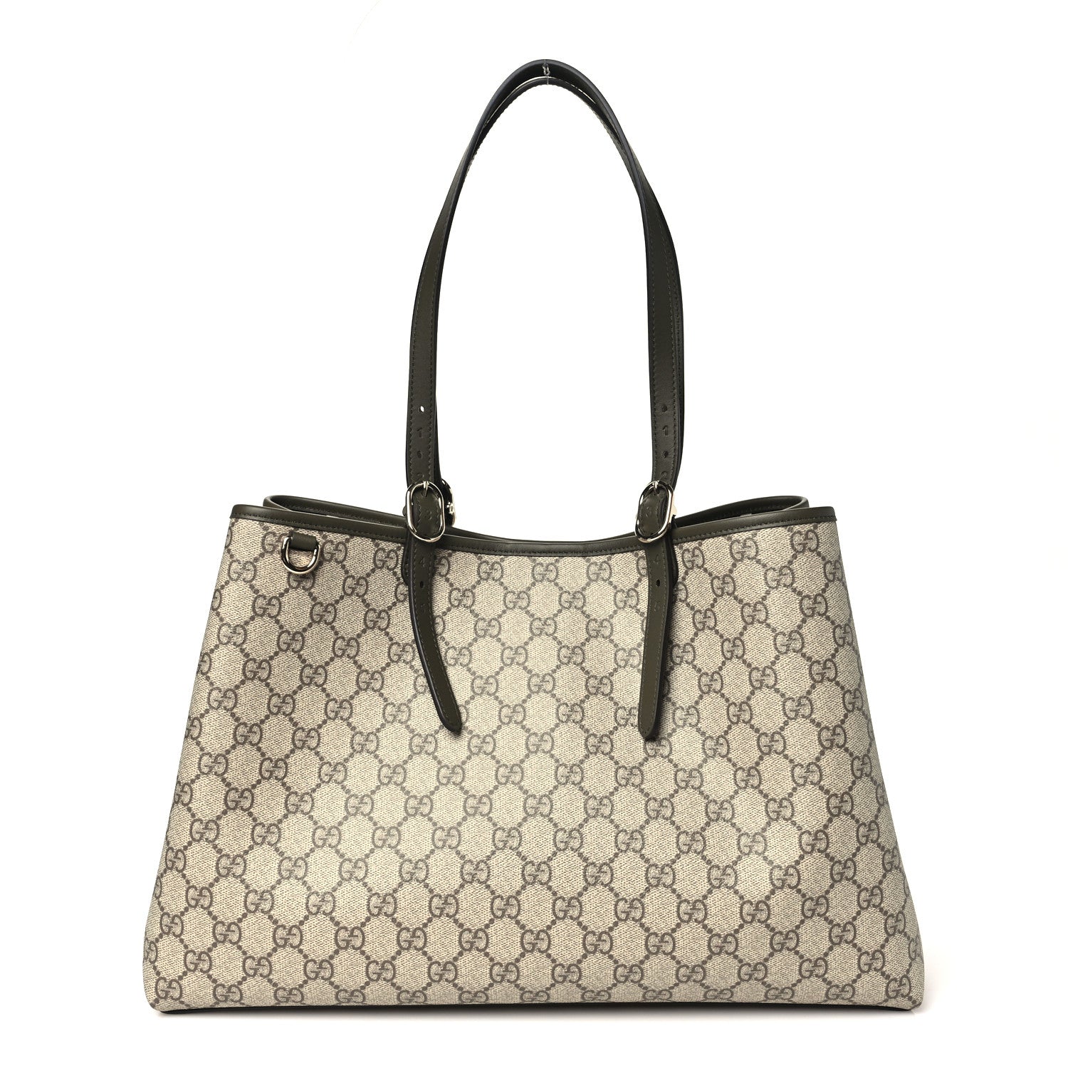 Gucci GG Supreme Monogram Emblem Large Tote Bag  Beige Green 1 of 9