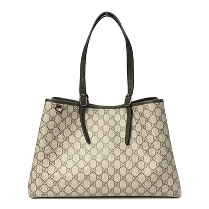 Gucci GG Supreme Monogram Emblem Large Tote Bag  Beige Green 1 of 9