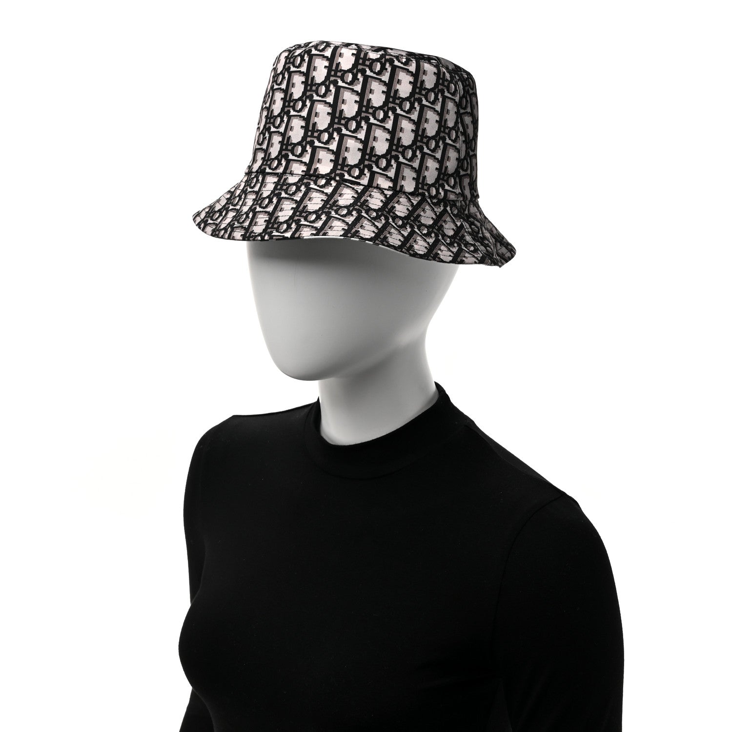 Christian Dior Oblique Plaid Reversible Teddy-D Brim Bucket Hat Black White 2 of 13
