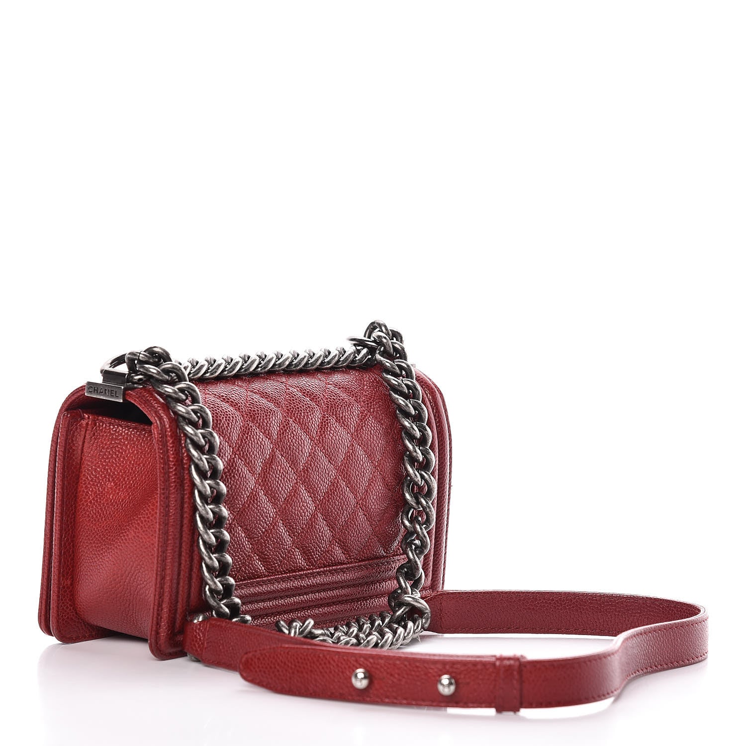 Chanel Caviar Quilted Small Boy Flap Dark Red 3 of 12