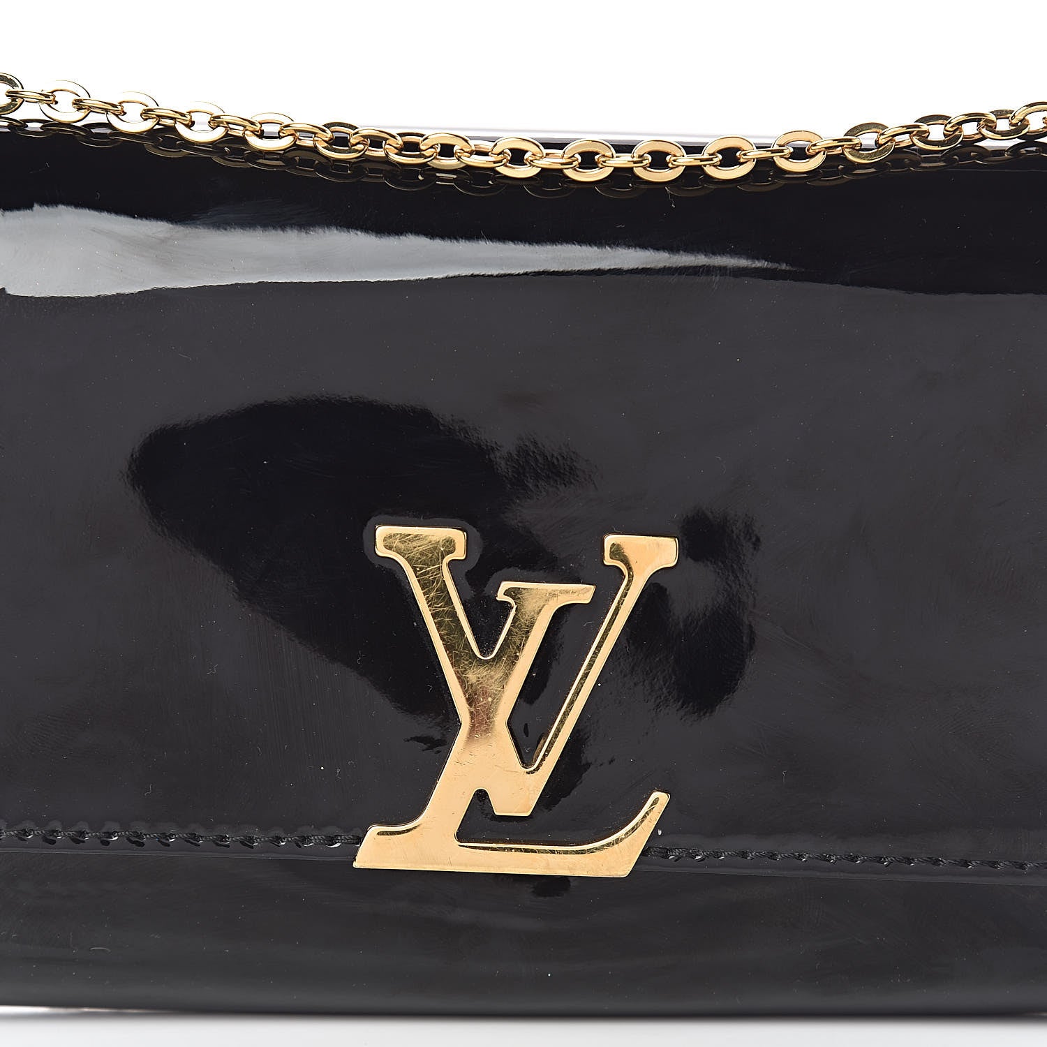 Louis Vuitton Patent Louise PM Chain Clutch Black 12 of 12