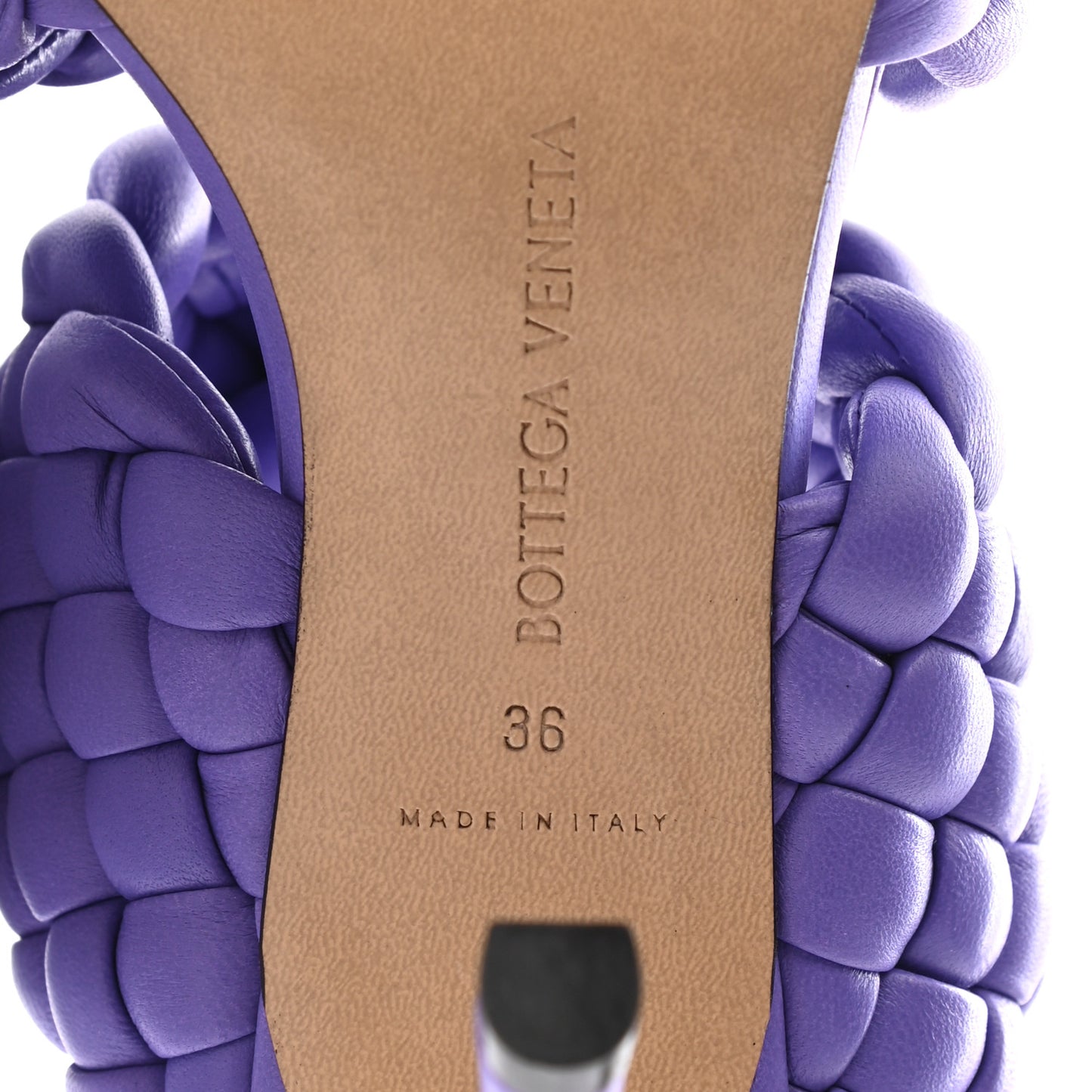 Nappa Twisted Padded Intrecciato Curve Slide Sandals 36 Purple