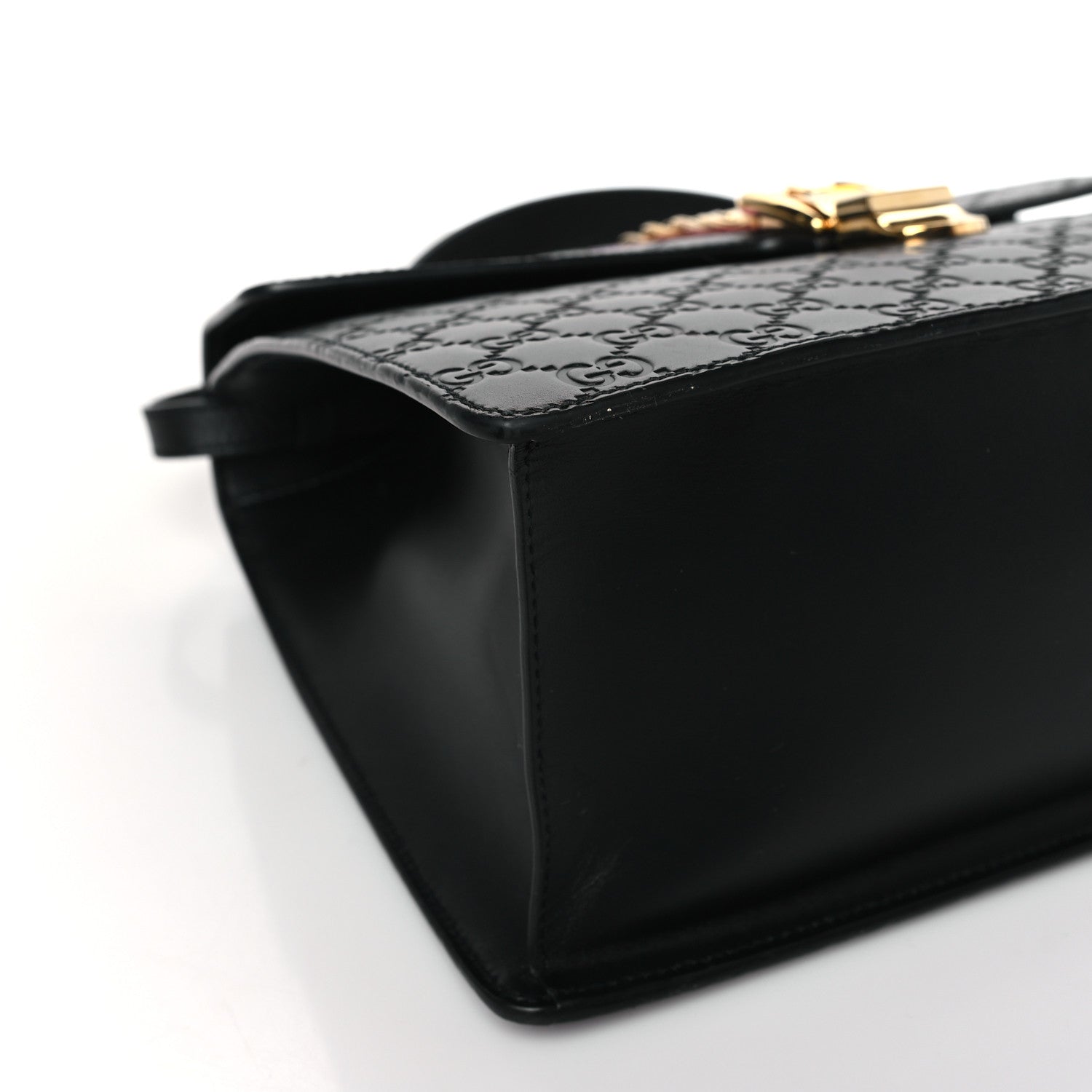 Gucci Guccissima Medium Sylvie Top Handle Bag Black Pink 8 of 9