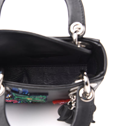 Christian Dior Smooth Calfskin Embroidered Micro Lady Dior Black 4 of 10