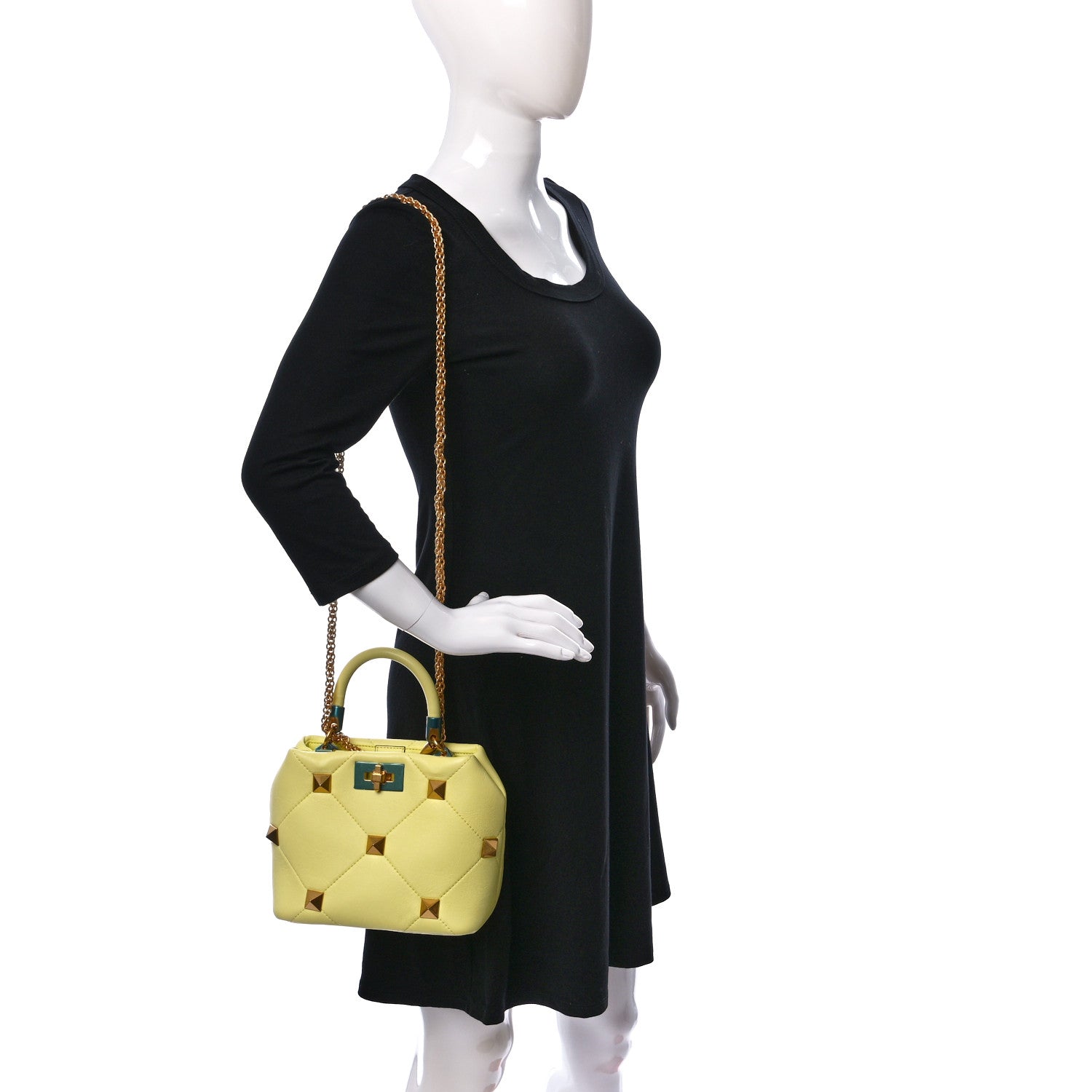 Valentino Garavani Nappa Small Roman Stud The Handle Bag Lime Sorbet 2 of 8
