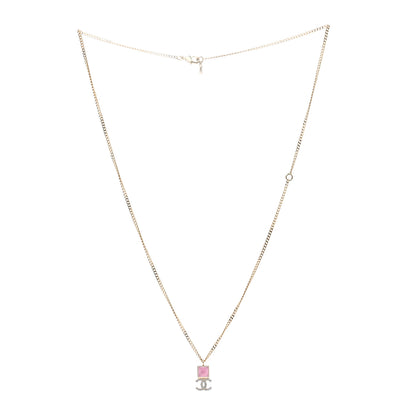 Chanel Metal Crystal CC Necklace Pink Gold 2 of 6