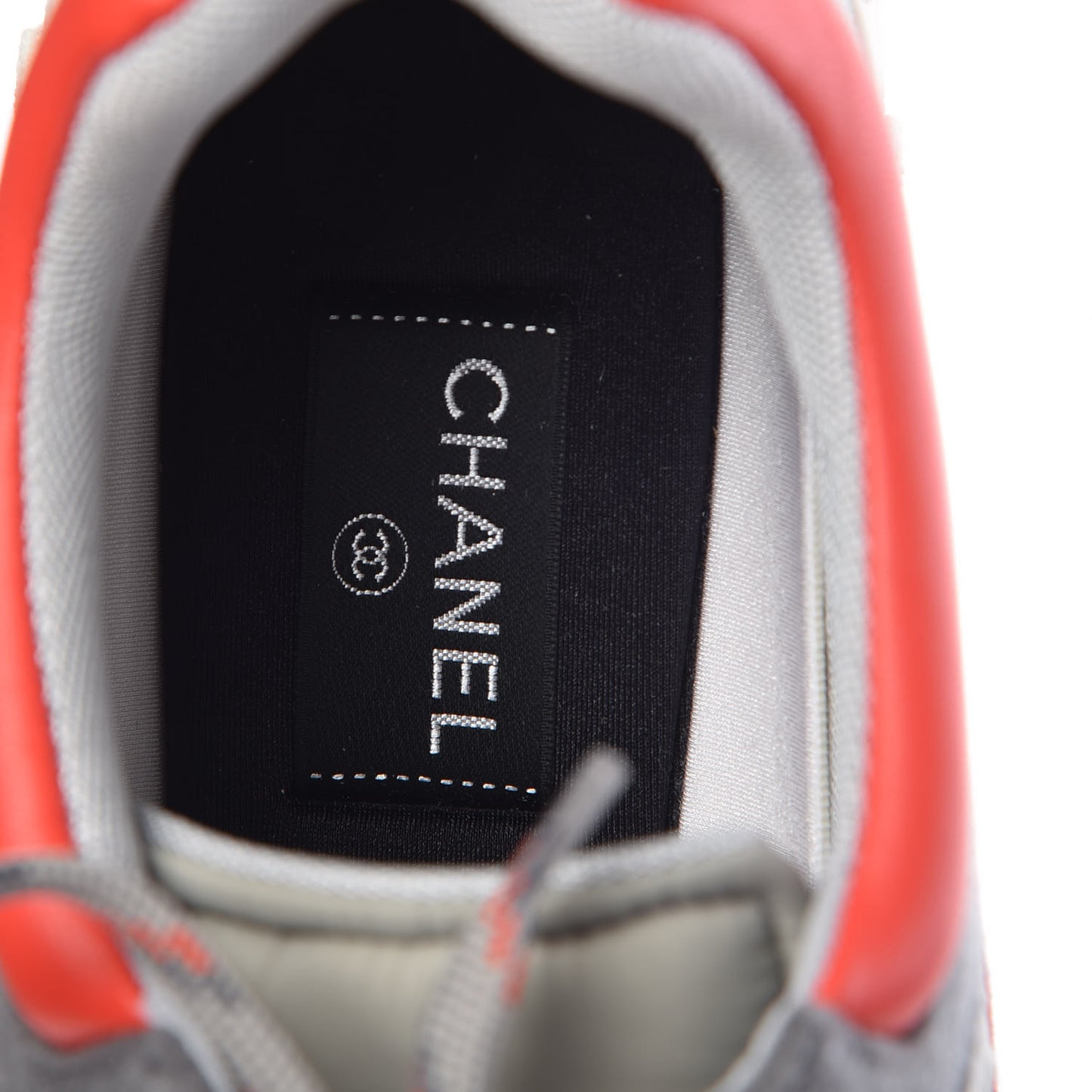 Nylon Calfskin Suede Mens CC Sneakers 45 Grey Red