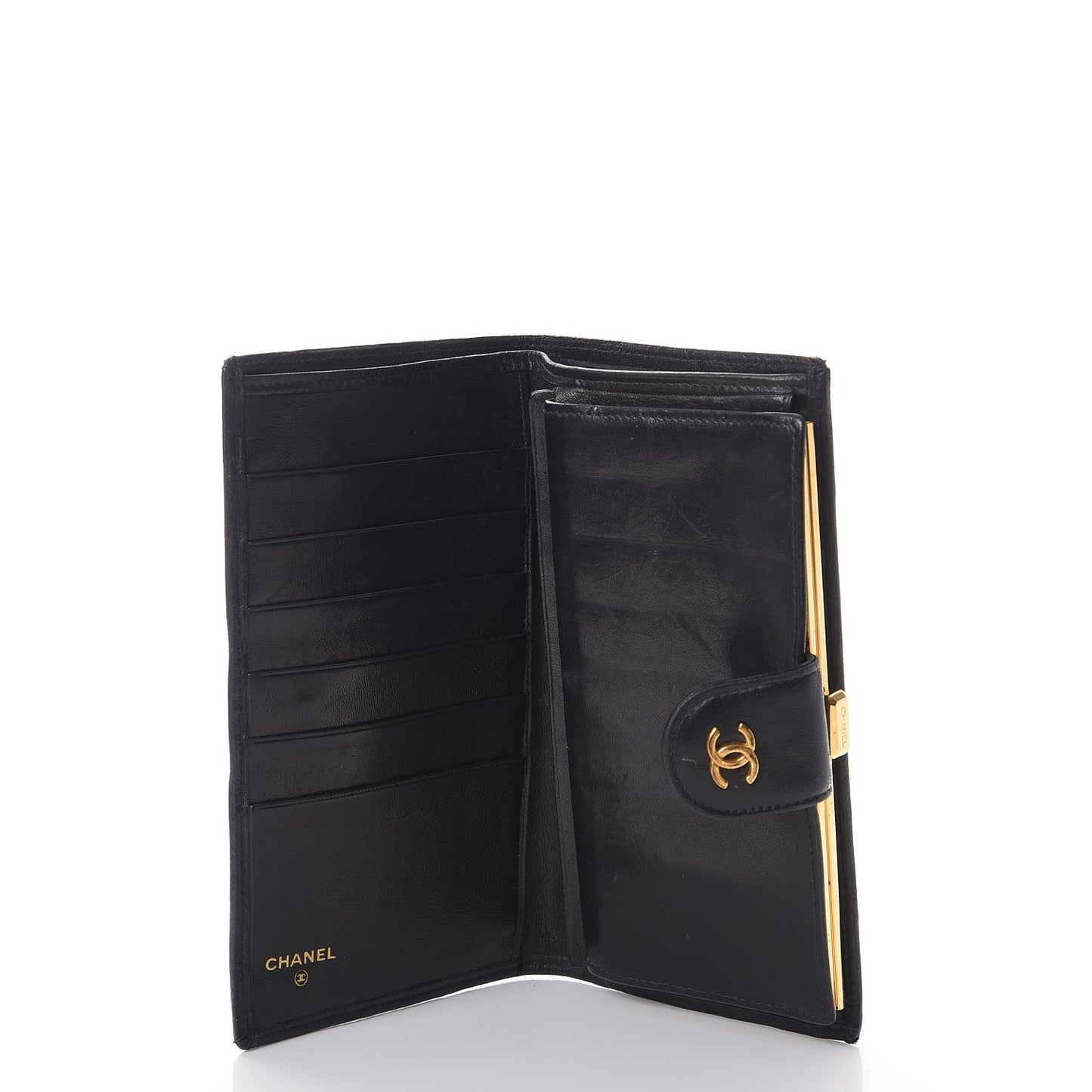 Lambskin Diamond Stitched French Wallet Black