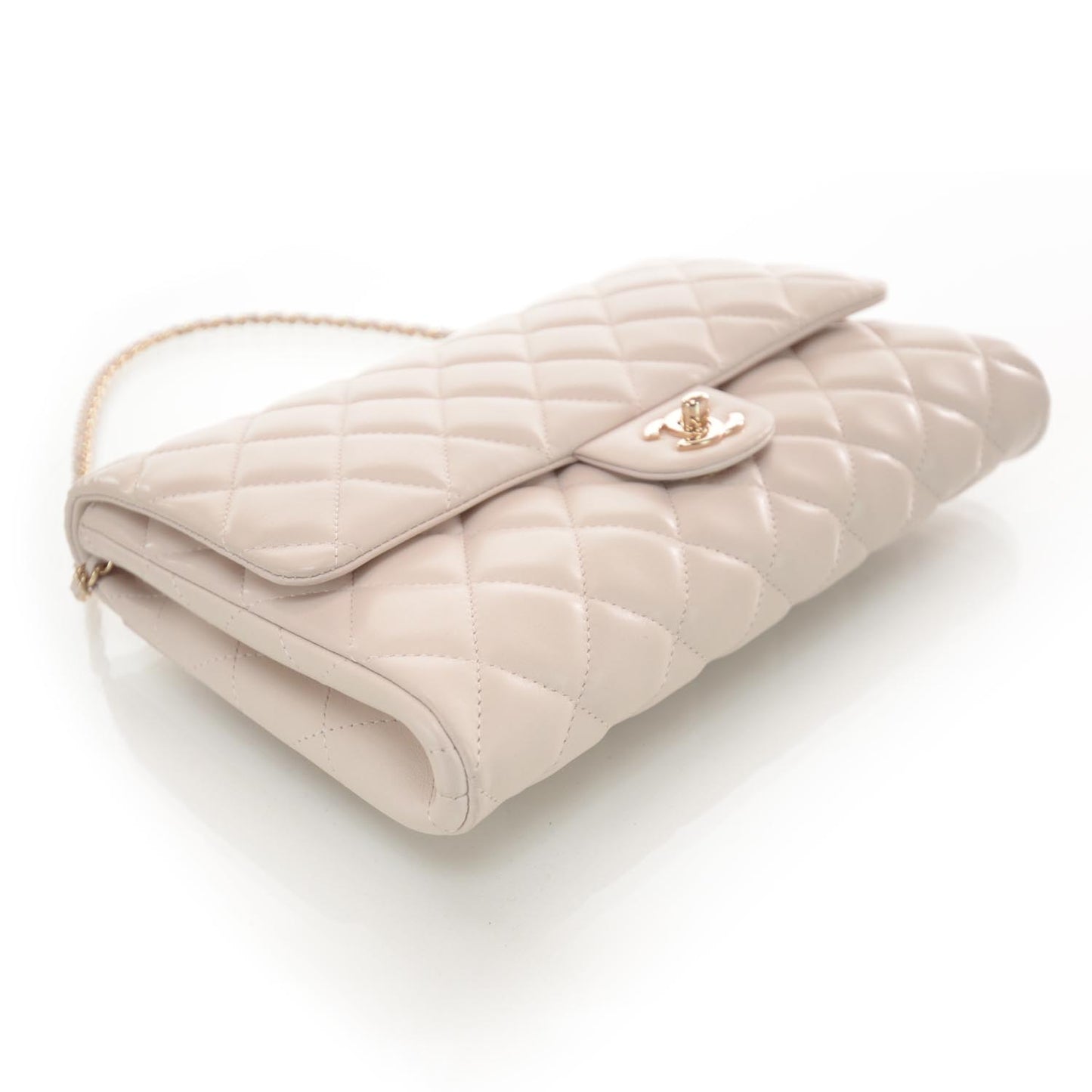 Lambskin Quilted Clutch Flap Pink