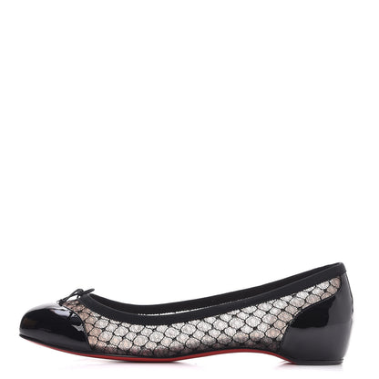 Christian Louboutin Patent Shiny Maille Miss Mix Flats 36 Black 1 of 8
