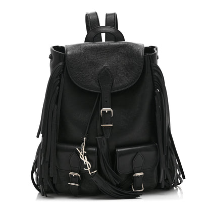 Saint Laurent Calfskin Fringe Festival Backpack Black 1 of 10
