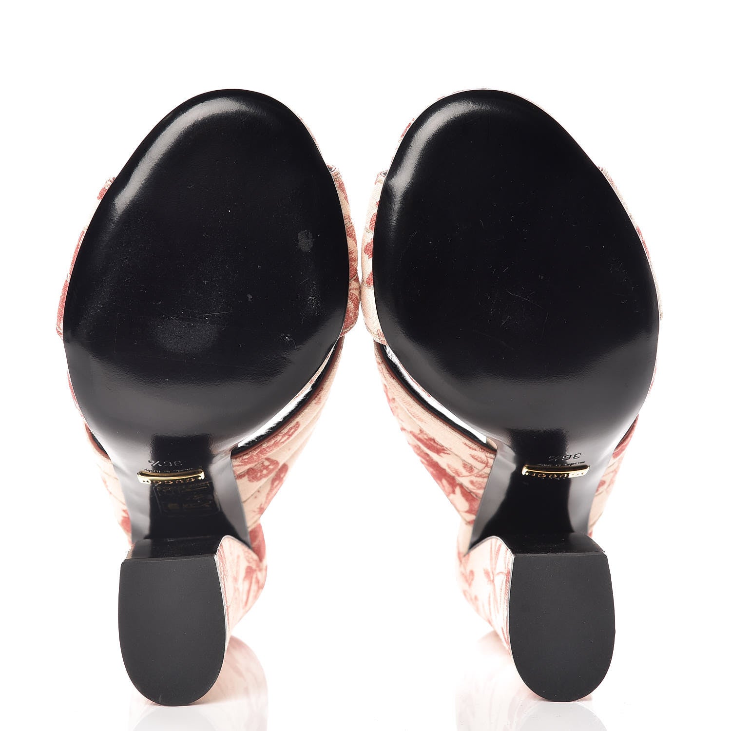 Gucci Fabric Herbarium Print Webby Crossover High Heel Slide Sandals 36.5 Cream Cherry 5 of 8