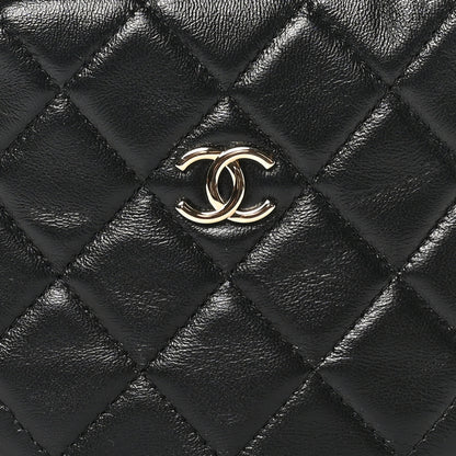 Chanel Lambskin Quilted Chain Around Pouch Black 8 of 10