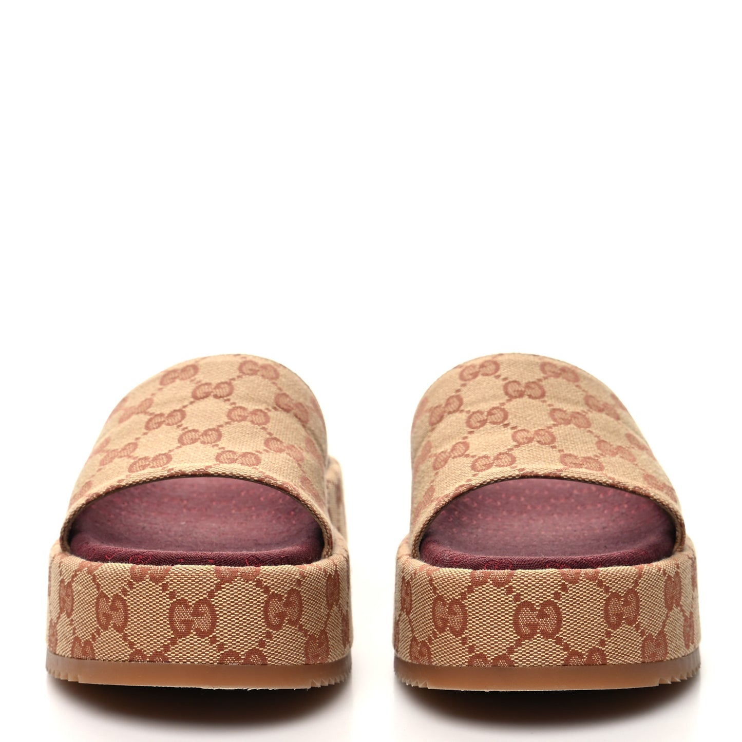Canvas GG Monogram Angelina Platform Slide Sandals 39 Beige Ruggine
