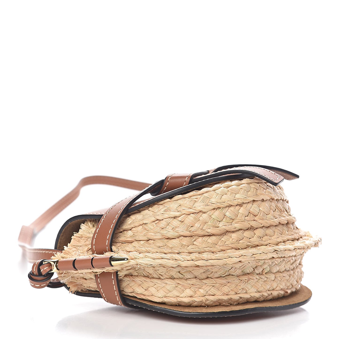 Calfskin Raffia Mini Gate Crossbody Bag Natural Tan