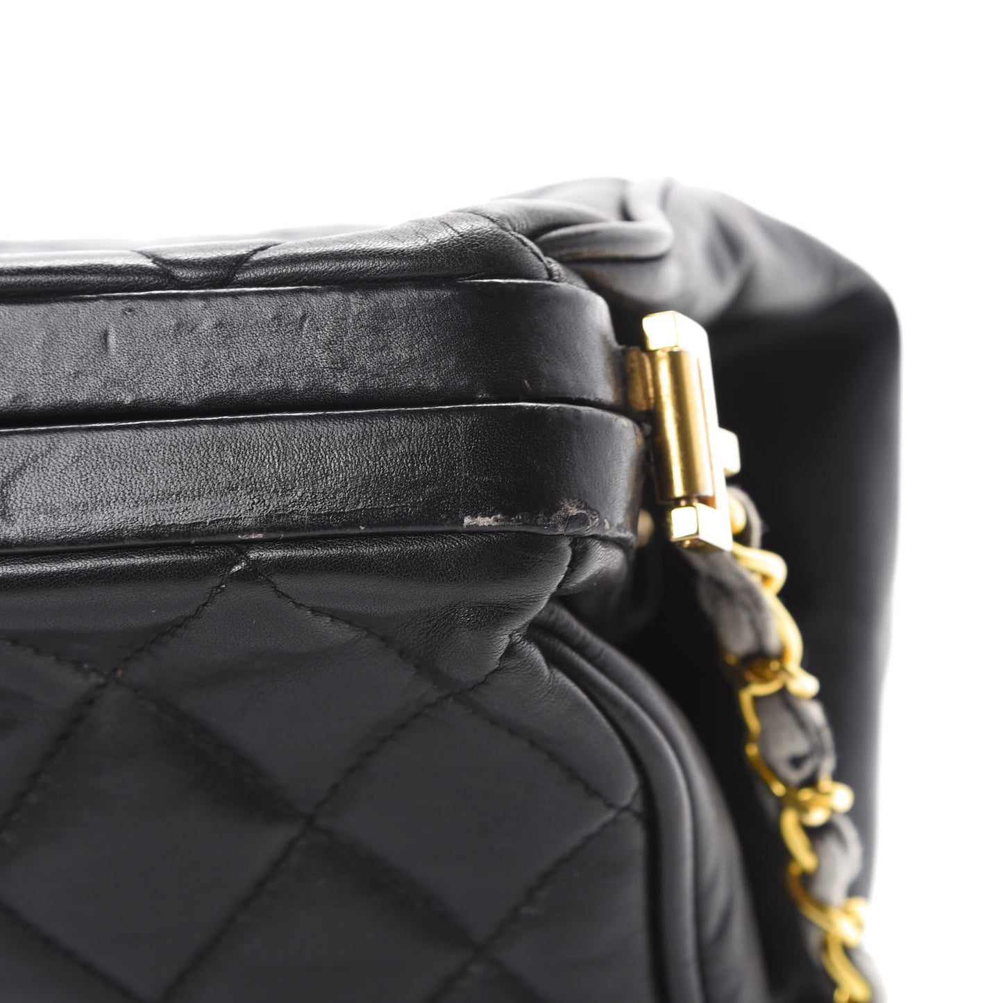 Lambskin Quilted Shoulder Bag Black