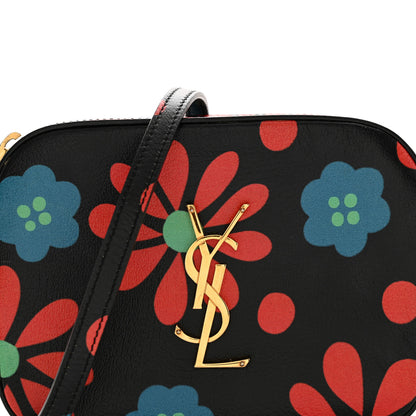 Saint Laurent Calfskin Floral Print Small Classic Monogram Camera Bag Black 8 of 13