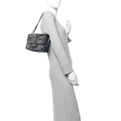 Chanel Oxidized Goatskin Strass Buonasera Medium Flap Dark Blue 2 of 12