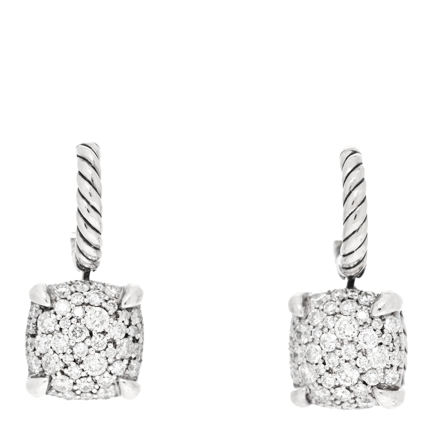 Sterling Silver Diamond 10mm Chatelaine Drop Earrings