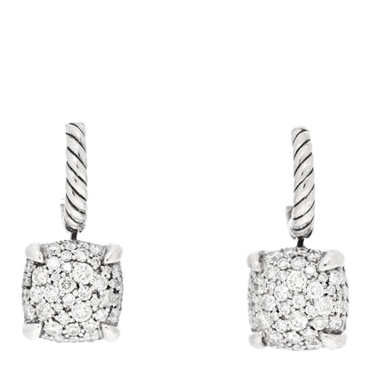 David Yurman Sterling Silver Diamond 10mm Chatelaine Drop Earrings 1 of 4
