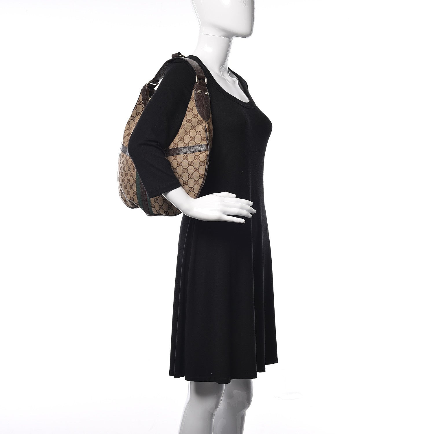 Gucci Monogram Web GG Reins Hobo Brown 2 of 11
