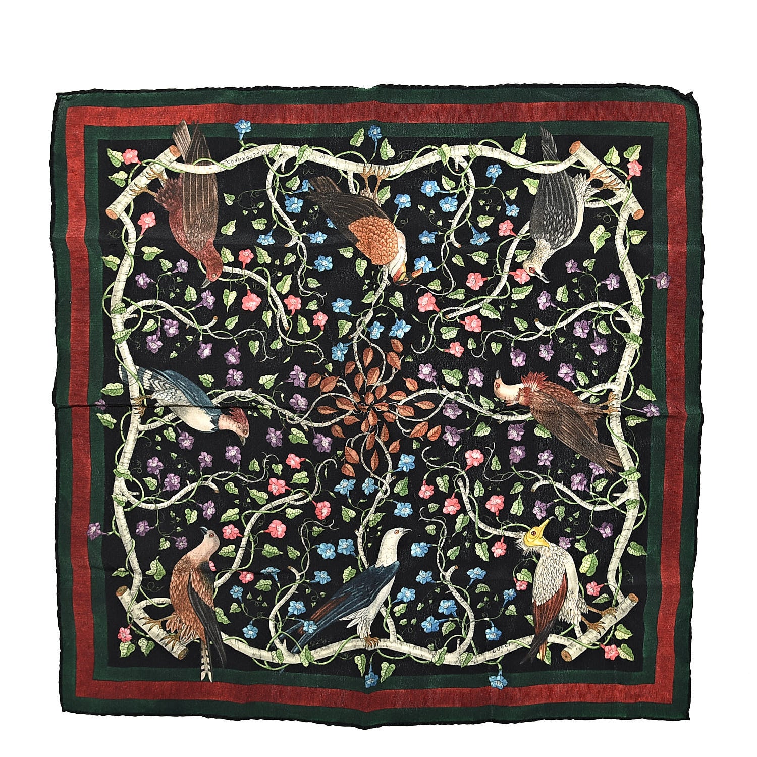 Gucci Silk Floral Condor Square Handkerchief Black 1 of 4