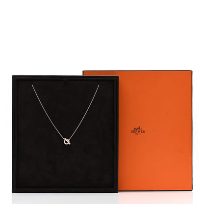 Hermes 18K Rose Gold Diamond Finesse Pendant Necklace 3 of 3