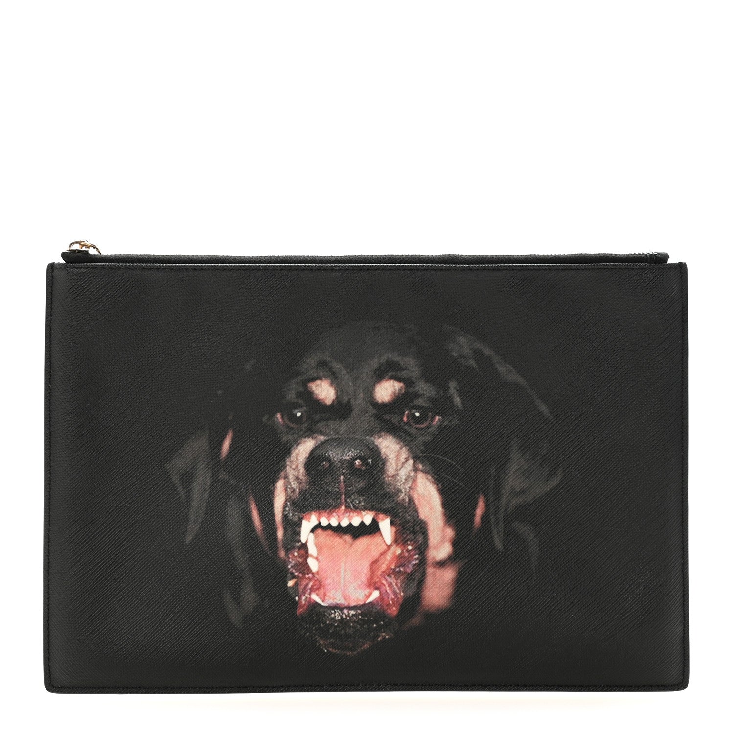 Givenchy Texutured Coated Canvas Rottweiler Print Medium Cosmetic Pouch Black 1 of 6