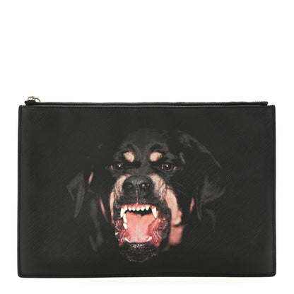 Givenchy Texutured Coated Canvas Rottweiler Print Medium Cosmetic Pouch Black 1 of 6