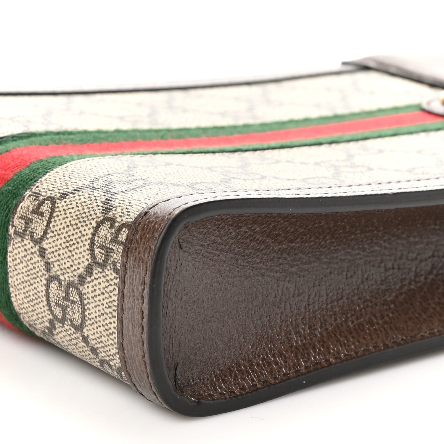 Gucci GG Supreme Monogram Textured Dollar Calfskin Web Mini Ophidia Top Slip Handle Crossbody Bag Beige Ebony New Acero 9 of 10