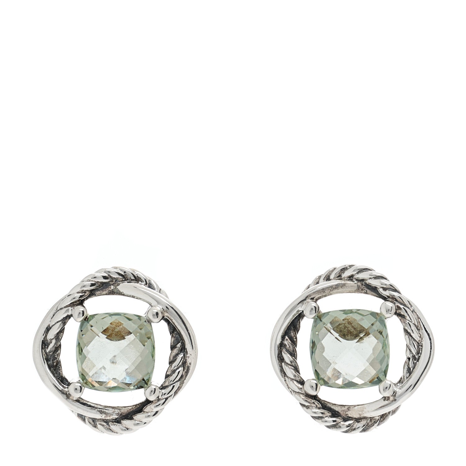 David Yurman Sterling Silver Prasiolite 7mm Infinity Earrings 1 of 4