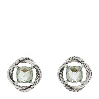 David Yurman Sterling Silver Prasiolite 7mm Infinity Earrings 1 of 4