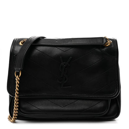 Saint Laurent Lambskin Matelasse Monogram Baby Niki Chain Satchel Black 1 of 9