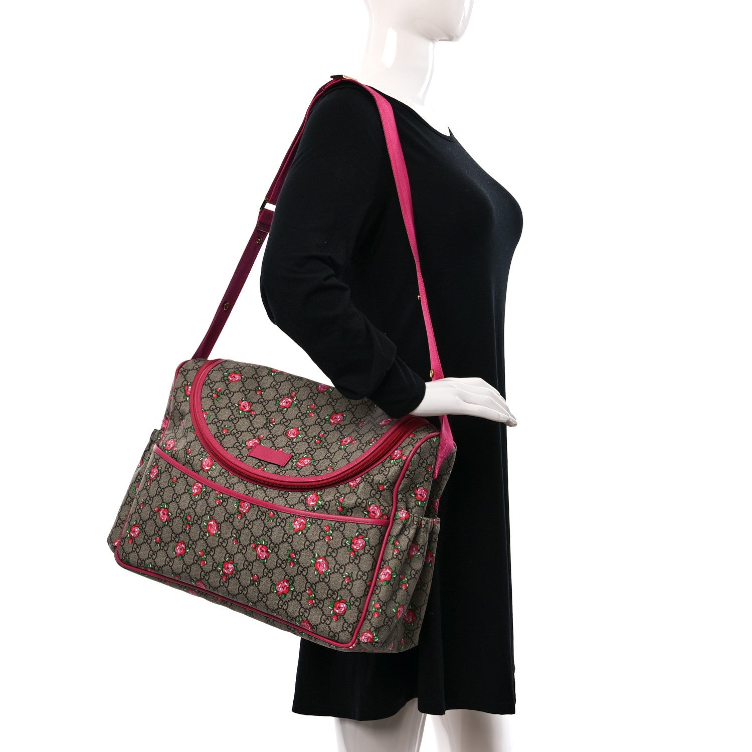 Gucci GG Supreme Monogram Rose Bud Diaper Bag Pink 3 of 16